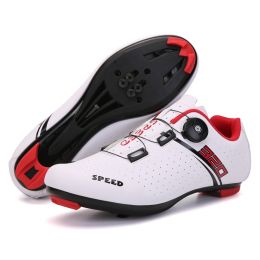 Professional Road Cycling Shoes Mtb Bike Sneakers Men Sports Flat Cleats Bicycle Shoes Mountain SPD Women Racing Speed Sneaker (Color: White Road, size: 43)