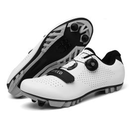 Professional Road Cycling Shoes Mtb Bike Sneakers Men Sports Flat Cleats Bicycle Shoes Mountain SPD Women Racing Speed Sneaker (Color: White Mtb, size: 39)