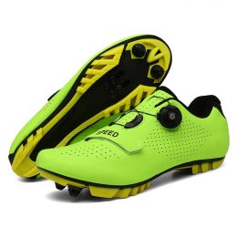 Professional Road Cycling Shoes Mtb Bike Sneakers Men Sports Flat Cleats Bicycle Shoes Mountain SPD Women Racing Speed Sneaker (Color: Green Mtb, size: 47)