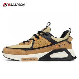 Baasploa Men Casual Waterproof Running Shoes Fashion Leather Skateboard Shoes Non-slip Wear-resistant Male Sport Shoes 2022 New (Color: 113511-Hz, size: 46)