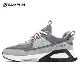 Baasploa Men Casual Waterproof Running Shoes Fashion Leather Skateboard Shoes Non-slip Wear-resistant Male Sport Shoes 2022 New (Color: 113511-Qhzh, size: 46)