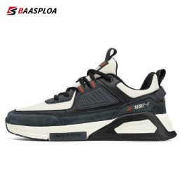 Baasploa Men Casual Waterproof Running Shoes Fashion Leather Skateboard Shoes Non-slip Wear-resistant Male Sport Shoes 2022 New (Color: 113511-Shms, size: 41)