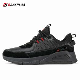 Baasploa Men Casual Waterproof Running Shoes Fashion Leather Skateboard Shoes Non-slip Wear-resistant Male Sport Shoes 2022 New (Color: 113511-He, size: 41)