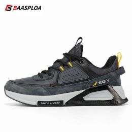 Baasploa Men Casual Waterproof Running Shoes Fashion Leather Skateboard Shoes Non-slip Wear-resistant Male Sport Shoes 2022 New (Color: 113511-Hu, size: 43)