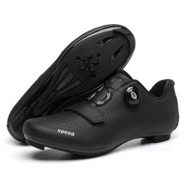 Professional Road Cycling Shoes Mtb Bike Sneakers Men Sports Flat Cleats Bicycle Shoes Mountain SPD Women Racing Speed Sneaker (Color: All In Black Road, size: 42)