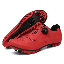 Professional Road Cycling Shoes Mtb Bike Sneakers Men Sports Flat Cleats Bicycle Shoes Mountain SPD Women Racing Speed Sneaker (Color: Red Mtb, size: 47)
