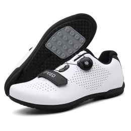 Professional Road Cycling Shoes Mtb Bike Sneakers Men Sports Flat Cleats Bicycle Shoes Mountain SPD Women Racing Speed Sneaker (Color: Silver, size: 41)