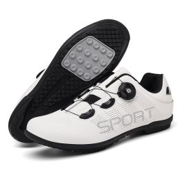 Professional Road Cycling Shoes Mtb Bike Sneakers Men Sports Flat Cleats Bicycle Shoes Mountain SPD Women Racing Speed Sneaker (Color: Gray, size: 39)