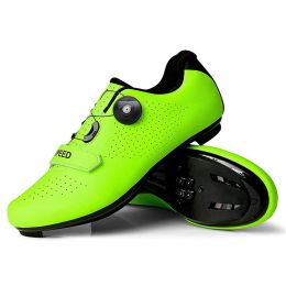 Professional Road Cycling Shoes Mtb Bike Sneakers Men Sports Flat Cleats Bicycle Shoes Mountain SPD Women Racing Speed Sneaker (Color: Green Road, size: 40)