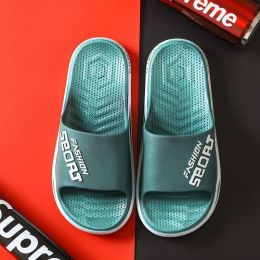 Men and Women Summer Bathroom Non-slip Slippers Korean Home Couples Wear Cool Soft Bottom Deodorant Foot Slippers (Color: Green, size: 38-39)