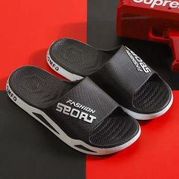 Men and Women Summer Bathroom Non-slip Slippers Korean Home Couples Wear Cool Soft Bottom Deodorant Foot Slippers (Color: Black, size: 42-43)