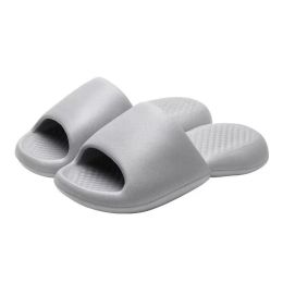 Women and Men Summer Home Wear Slippers Soft Thick-soled Deodorant Couple Sandals and Slippers Home Bathroom Non-slip Slippers (Color: Gray, size: 35-3)