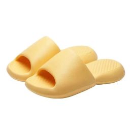 Women and Men Summer Home Wear Slippers Soft Thick-soled Deodorant Couple Sandals and Slippers Home Bathroom Non-slip Slippers (Color: Yellow, size: 39-40)