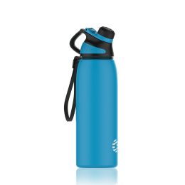 Healter 20oz Leakproof Free Drinking Water Bottle with Spout Lid for;  600ml Stainless Steel Sports Water Bottle for Fitness;  Gym and Outdoor Sports (Color: Blue, size: 34 Oz)