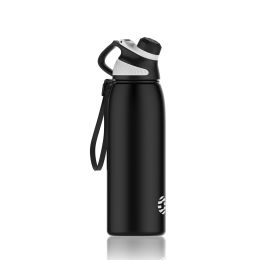 Healter 20oz Leakproof Free Drinking Water Bottle with Spout Lid for;  600ml Stainless Steel Sports Water Bottle for Fitness;  Gym and Outdoor Sports (Color: Black, size: 34 Oz)
