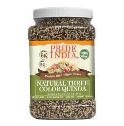 Pride Of India - Natural Three Color Quinoa - 100% Royal Bolivian Superior Grade Protein Rich Whole Grain, 1.5 Pound (24oz) Jar (size: 3.3 Lb)