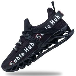 Sable Hub Men Running Shoes Athletic Tennis Walking Non Slip Blade Style Sneakers | Men Casual Shoes (Color: Black, size: 45)