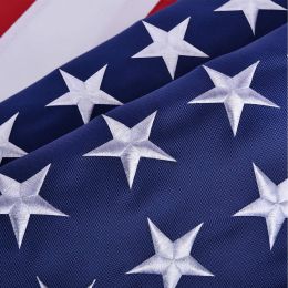 American Flag 10x15 ft 8x12 ft 6x10 ft 5x8 ft 4x6 ft 3x5 ft  2x3 ft Outdoor Heavy Duty Embroidered Stars USA Flag Sewn Stripes Fade Resistance Brass G (size: 6X10Ft)