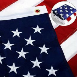 American Flag 10x15 ft 8x12 ft 6x10 ft 5x8 ft 4x6 ft 3x5 ft  2x3 ft Outdoor Heavy Duty Embroidered Stars USA Flag Sewn Stripes Fade Resistance Brass G (size: 5X8Ft)