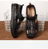 Summer Mesh Leather Sandals Men Plus Size Outdoor Sport Casual Outer Wear Elastic Band Beach Shoes Breathable Cool Vintage Color