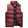 Winter new down vest large size loose casual sports vest men's solid color warm down cotton vest coat sportswear